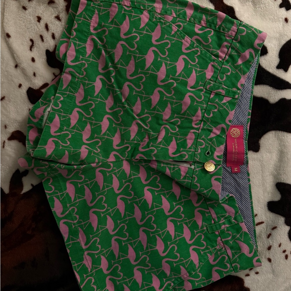 Macbeth Collection Green and Pink Bermudas with Nautical Seahorse Print